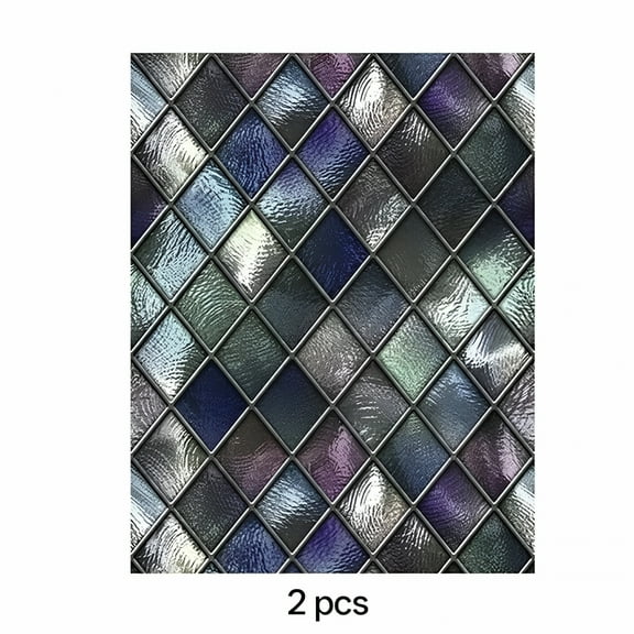 LAMIRO Mosaic Window Film, 2 Pcs 17.72*22.83 Inches Window Privacy Film, Mosaic Casement Frosted Film Stained Static Cling Glass Sticker Privacy Pvc, Uv Protection Window Stickers