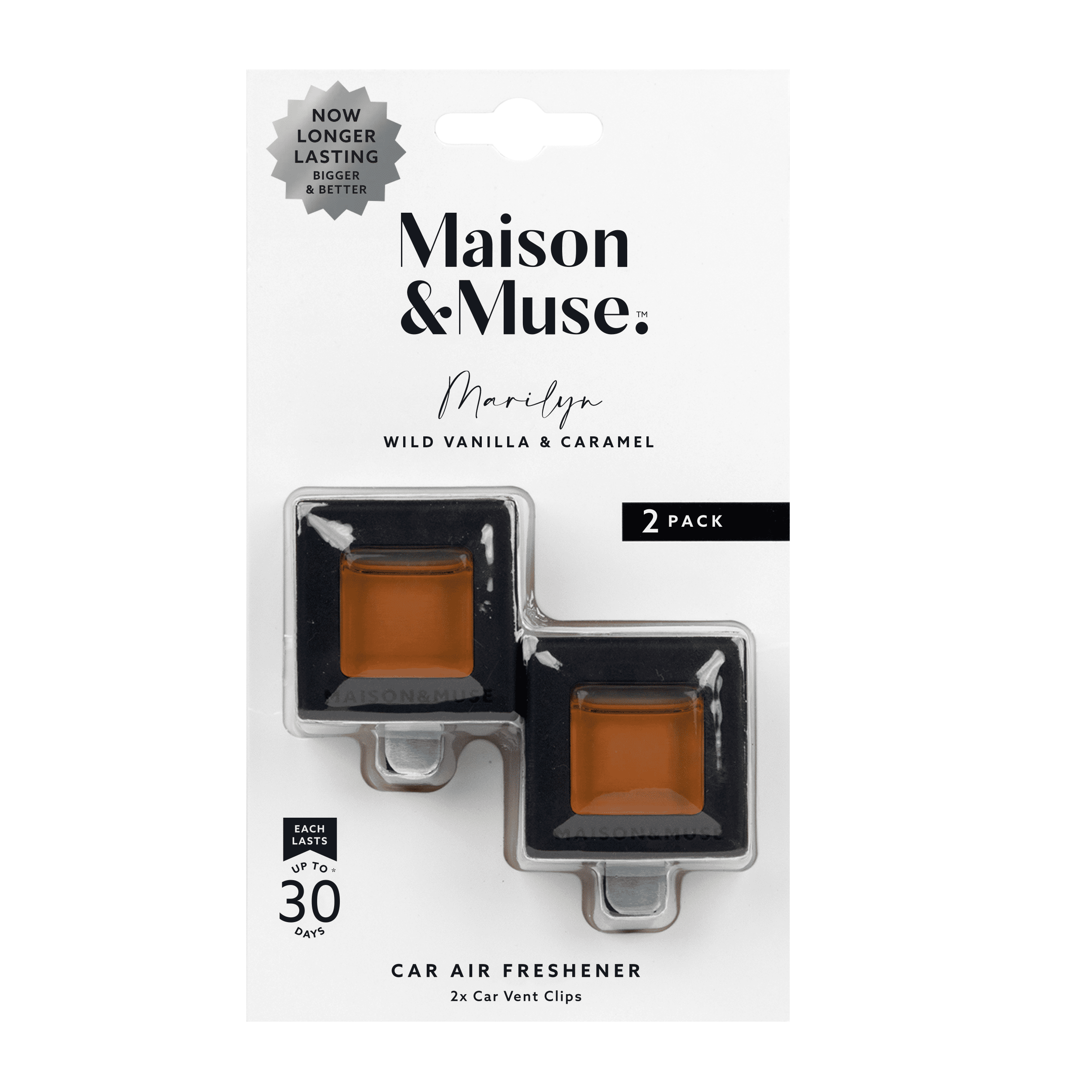 (2 pack) Maison & Muse Car Freshener Vent Clip, 2 Pack - Wild Vanilla & Caramel, Marilyn