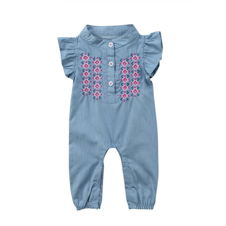 

Nokpsedcb Newborn Baby Girls Bodysuit Sunsuit Playsuit Jumpsuit Romper Outfit Clothes Light Blue 18-24 Months