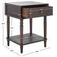 thumbnail image 3 of SAFAVIEH Solid Rustic Nightst and with Storage Drawer, Walnut, 3 of 13