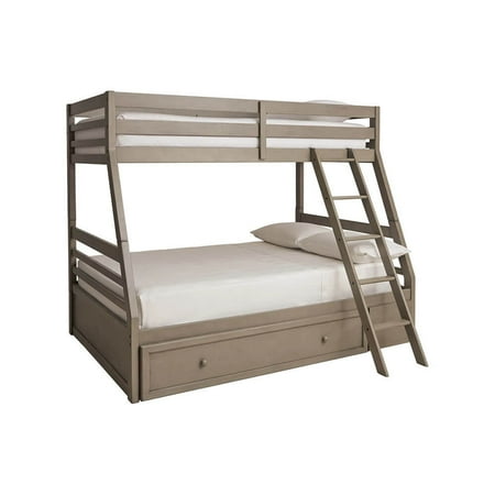 Ashley Signature Design B73358S Lettner Twin over Full Bunk Bed with Ladder - Light Gray