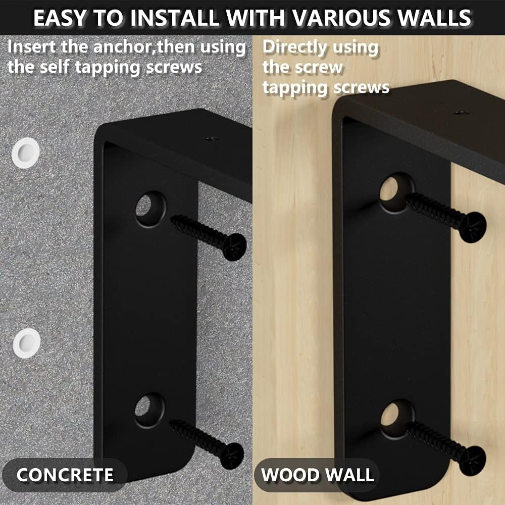 Solennerer Heavy Duty 7.25" Floating Shelf Brackets Support, Set of 6, Wall Mounted 1/4" Thickness, Matt Black ,Decorative Shelves (Shelf Bracket-7.25"-6)