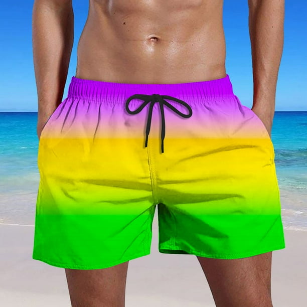 Pisexur Plus Size Swimming Shorts for Men, Mens Swim Trunks Gradient  Printed Quick Dry Swim Shorts with Pockets Square Leg Swim Briefs  Drawstring Beach Shorts 