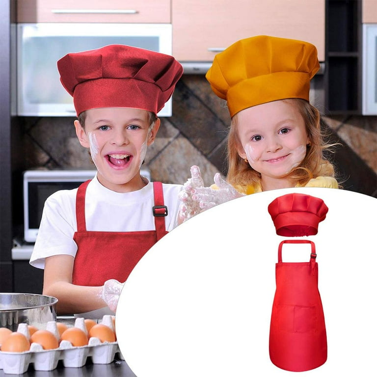 XLSXEXCL Kids Apron And Chef Hat Set, Little Chef Apron Adjustable Child Apron Chef In Training Funny Apron Kids Cooking Aprons Baking Aprons With 2 XLSXEXCL Kids Apron And Chef Hat Set, Little Chef Apron Adjustable Child Apron Chef In Training Funny Apron Kids Cooking Aprons Baking Aprons With 2