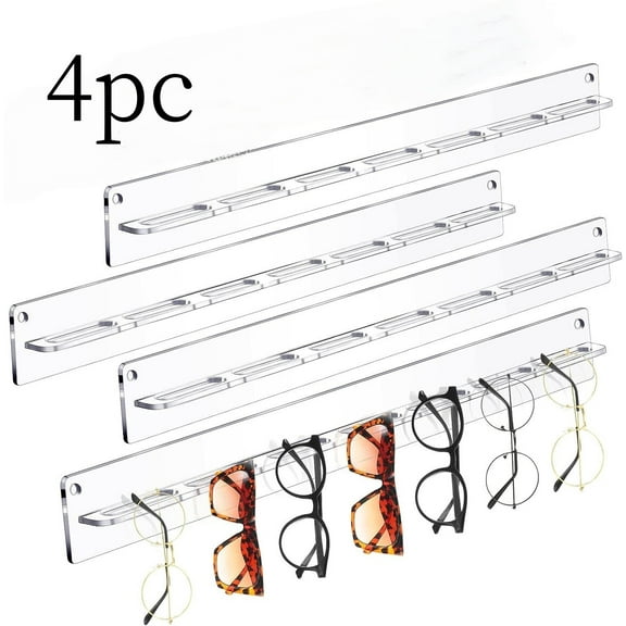4 Pack Wall Mounted Acrylic Sunglasses Organizer Clear Eye Glasses Holder