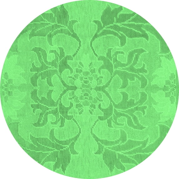 Ahgly Company Indoor Round Abstract Emerald Green Modern Area Rugs, 6' Round