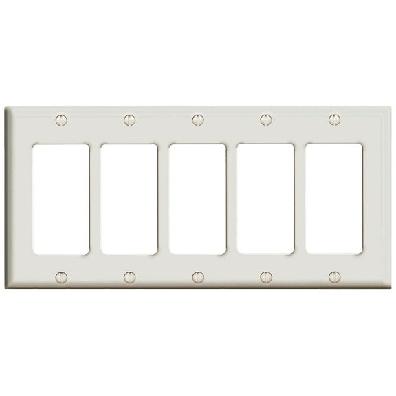 Leviton 80423-W Switch Wallplate, 4-1/2 in L, 2-3/4 in W, 5-Gang, White