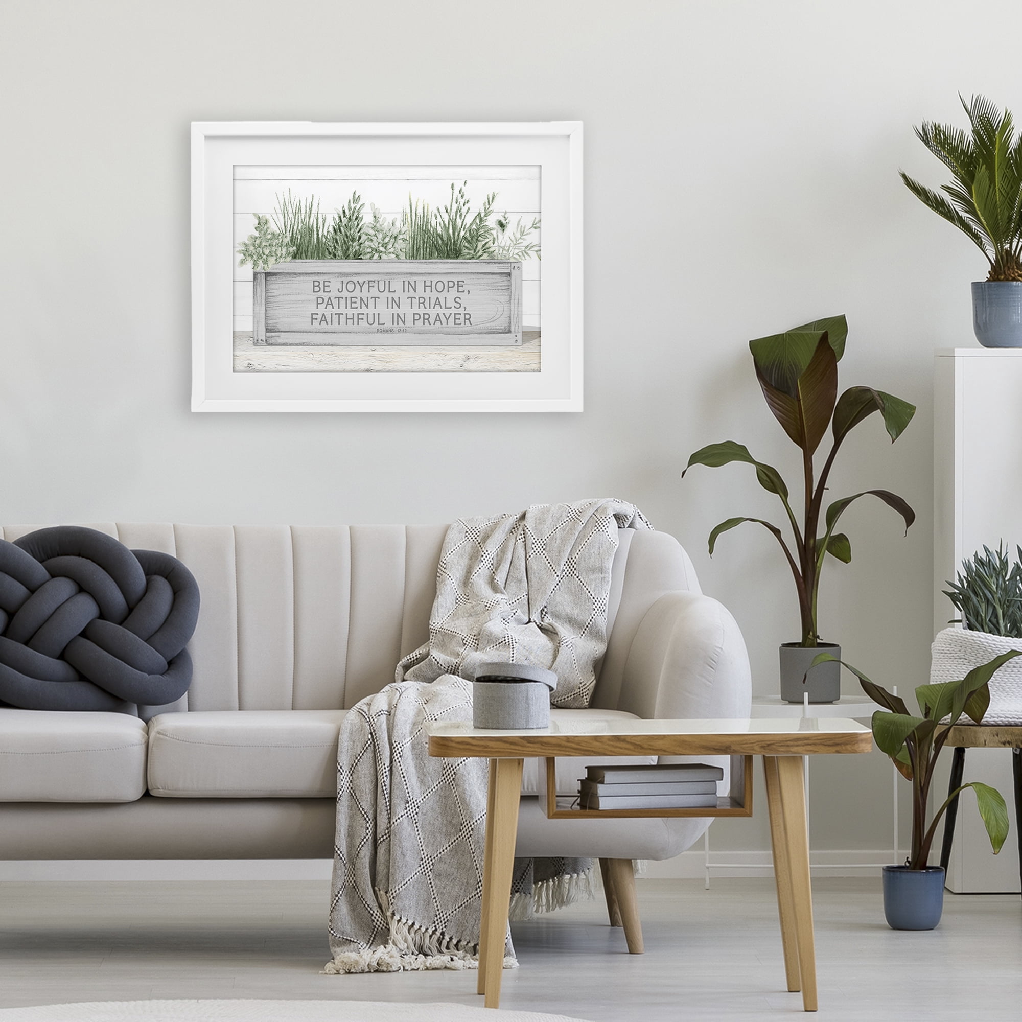 Stupell Industries Be Joyful Flower Box White Framed Print Under Glass, design by Janice Gaynor