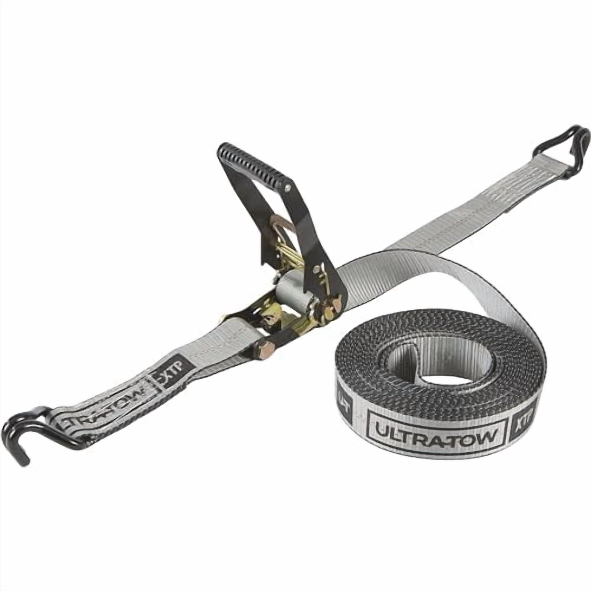 Ultra-Tow XTP 2in. x 27ft. Ratchet Strap with J-Hooks,10,000-Lb. Breaking Strength, 3300-Lb. Working Load, Gray