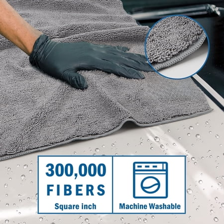 Professional Large Microfiber Car Drying Towels 2 Pack Lint Free Scratch Free Highly Absorbent Drying Towel for Cars SUVs RVs Trucks and Boats.
