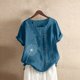 thumbnail image 1 of Puntoco - Blusa para mujer, informal, suelta, con botones, de lino, talla grande, con estampado bohemio, tanic Puntoco Puntoco-2281, 1 of 2