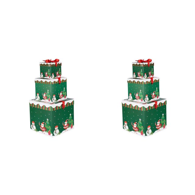 Bearachild Cajas de regalo de Navidad para niños, 3 uds., cajas de papel para vacaciones al aire libre, organizadores de dulces decorativos, Verde S 2piezas