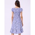 thumbnail image 3 of DARING DIVA Women's Stylish Midi Smocked Floral Fit and Flare Dresses XS Dark Blue Purple, 3 of 7