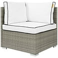 thumbnail image 5 of Modern Contemporary Urban Outdoor Patio Balcony Garden Furniture Lounge Sectional Sofa and Table Set, Sunbrella Rattan Wicker, White Light Gray, 5 of 6