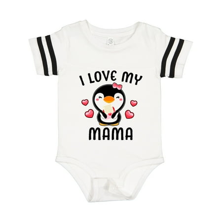 

Inktastic I Love My Mama with Cute Penguin and Hearts Gift Baby Girl Bodysuit