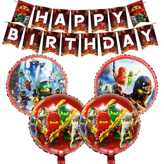 4 PCS Superhero Balloons Birthday Banner Ninja Balloons Foil Ninja Theme Balloons Birthday Party Balloons