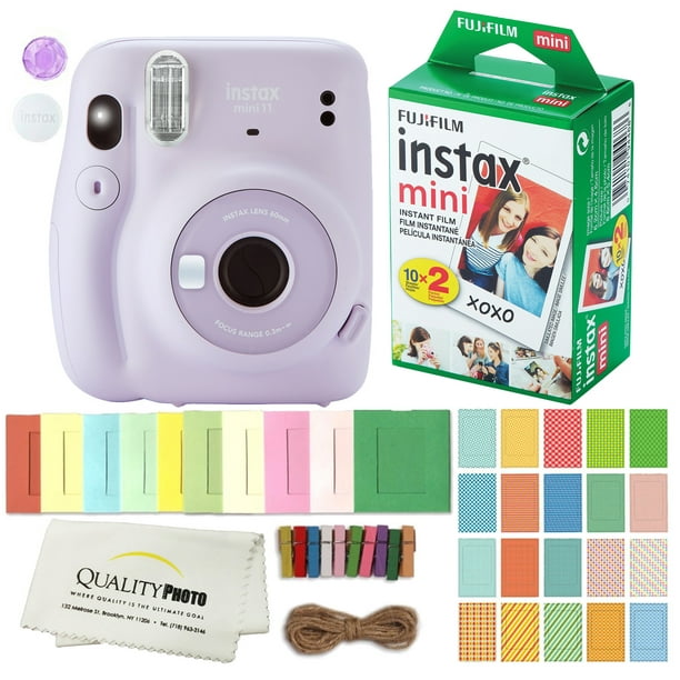 Integreren toeter Aanvankelijk FUJIFILM INSTAX Mini 11 Instant Film Camera (Lilac Purple) Plus Instax Film  and Accessories Stickers, Hanging frames and Microfiber Cloth - Walmart.com