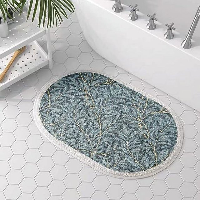 Granjero Gordo Alfombra estampada elegante, súper suave, absorbente, antideslizante, alfombra de baño de felpa ovalada lavable a máquina (Hoja C, 16" x 24")