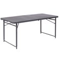 thumbnail image 1 of 23.5''W x 48.25''L Height Adjustable Bi-Fold Dark Gray Plastic Folding Table with Carrying Handle, 1 of 9