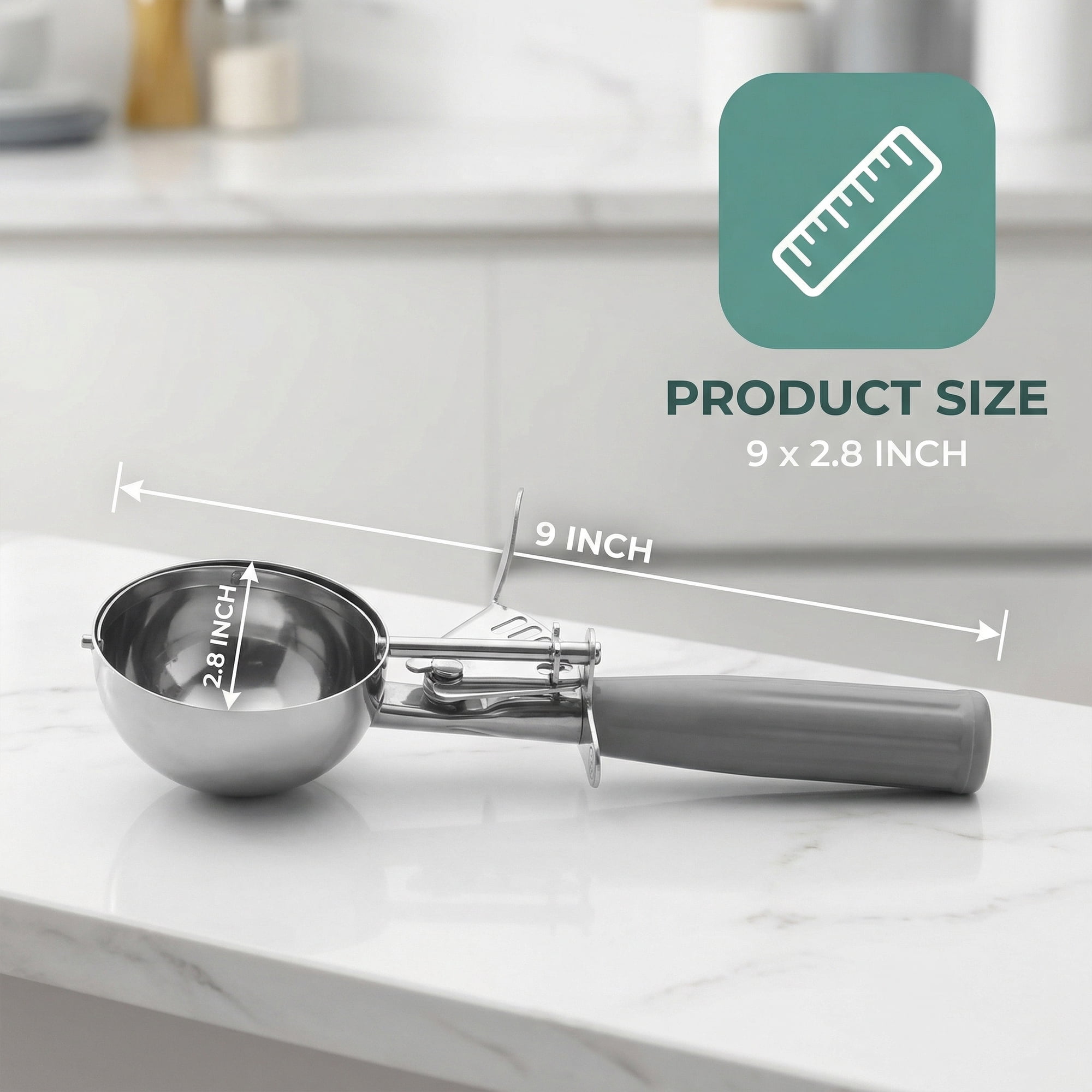 Unique Bargains Stainless Steel Ice Cream Scoop Grey 9in