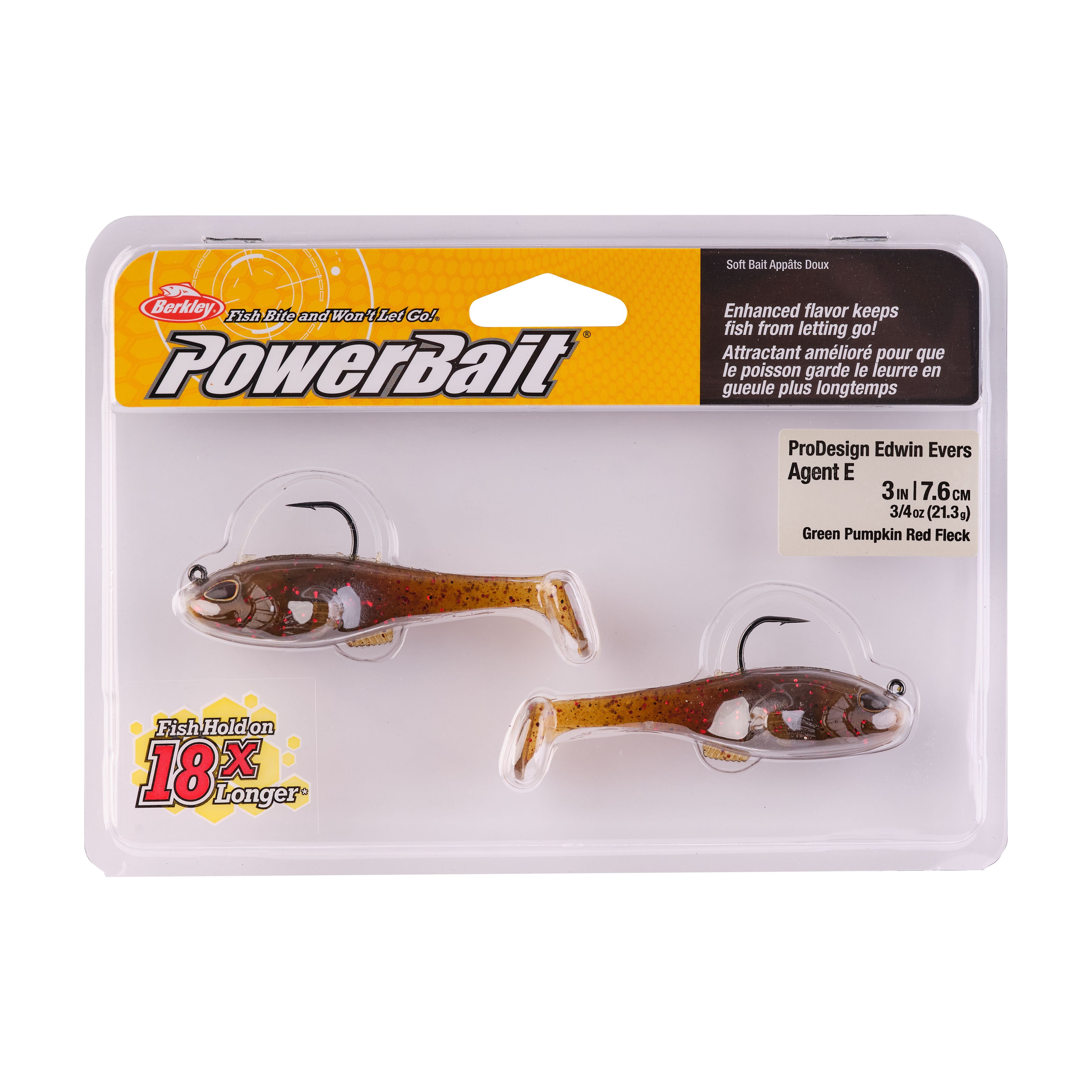 Berkley PowerBait® Agent E, 3 in, Green Pumpkin Red Fleck
