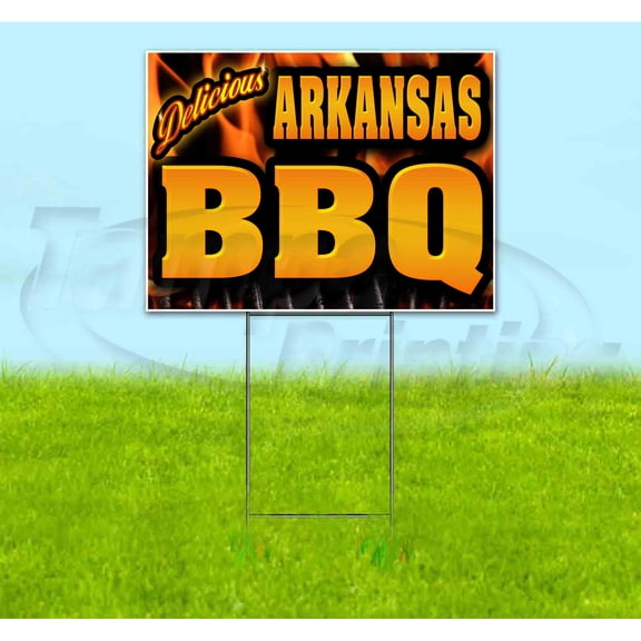 Arkansas BBQ (18" x 24") Yard Sign, Includes Metal Step Stake