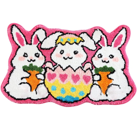 Easter Polyester carpet Easter Eggs Bath Mat Washable Rug Bathroom Mat Doormat Carpet Non Slip Absorbent Soft Tufted Rug For Bathroom Bedroom Living Room Spring Bathroom Decor Easter Decoration