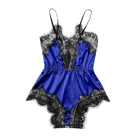 

Patlollav Women Lace Sling Vest Hollow See-Through Ladies Nightdress Set