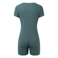 thumbnail image 5 of TTUHYWXI Women's Short Sleeve Bodycon Romper Stretchy Square Neck Sexy Unitard Jumpsuit (Blue, S), 5 of 7