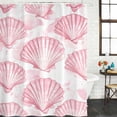 thumbnail image 2 of Xipuska Pink Coastal Shell Shower Curtain - Water Repellent Fabric Shower Curtains Washable, Summer Beach Nautical Ocean Decorative Polyester Cloth Bathroom Curtains Modern Bath Decor 72"x78", 2 of 6