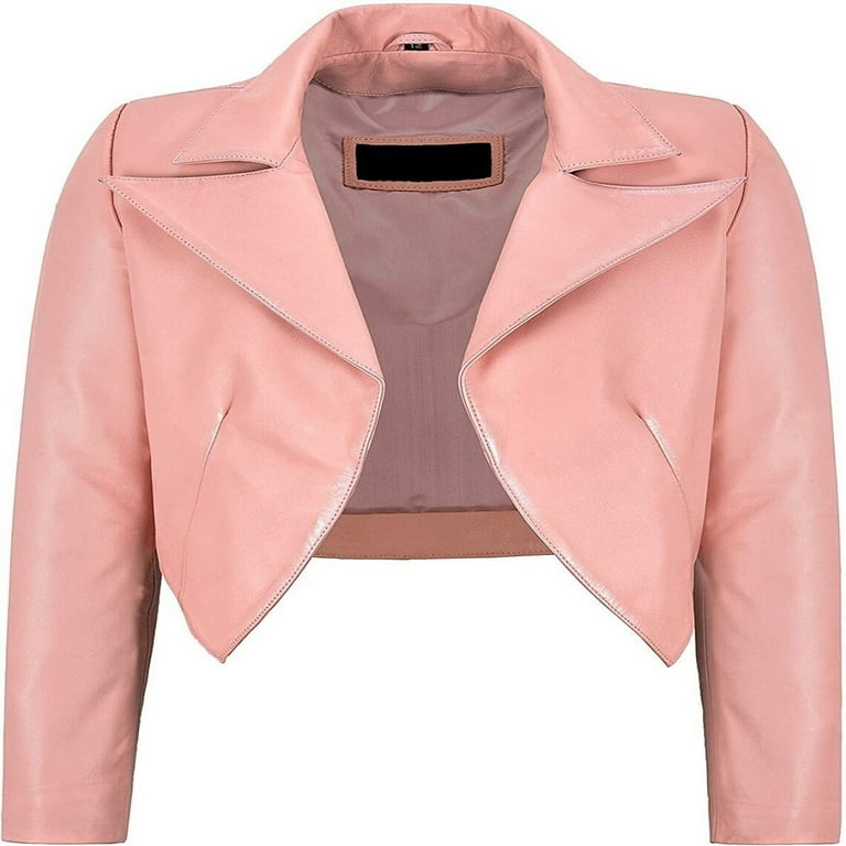 Trendy Women's Genuine Lambskin Leather Jacket Motorcycle Slim Biker Pink  Jacket