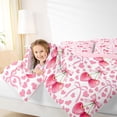 thumbnail image 3 of Manfei Watercolor Cherry Bow Love Heart Queen Comforter Set, Cute Fruit Bedding Comforter Set for Girls Women, Pink Reversible, 3pcs, 3 of 6