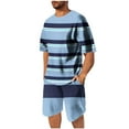 thumbnail image 2 of Runfenguu Men Two Piece Outfits Sets, Summer Outfits For Teensmen Casual Round Neck Printing Short Sleeve Blouse And Shorts Pants Suit, 2 of 7
