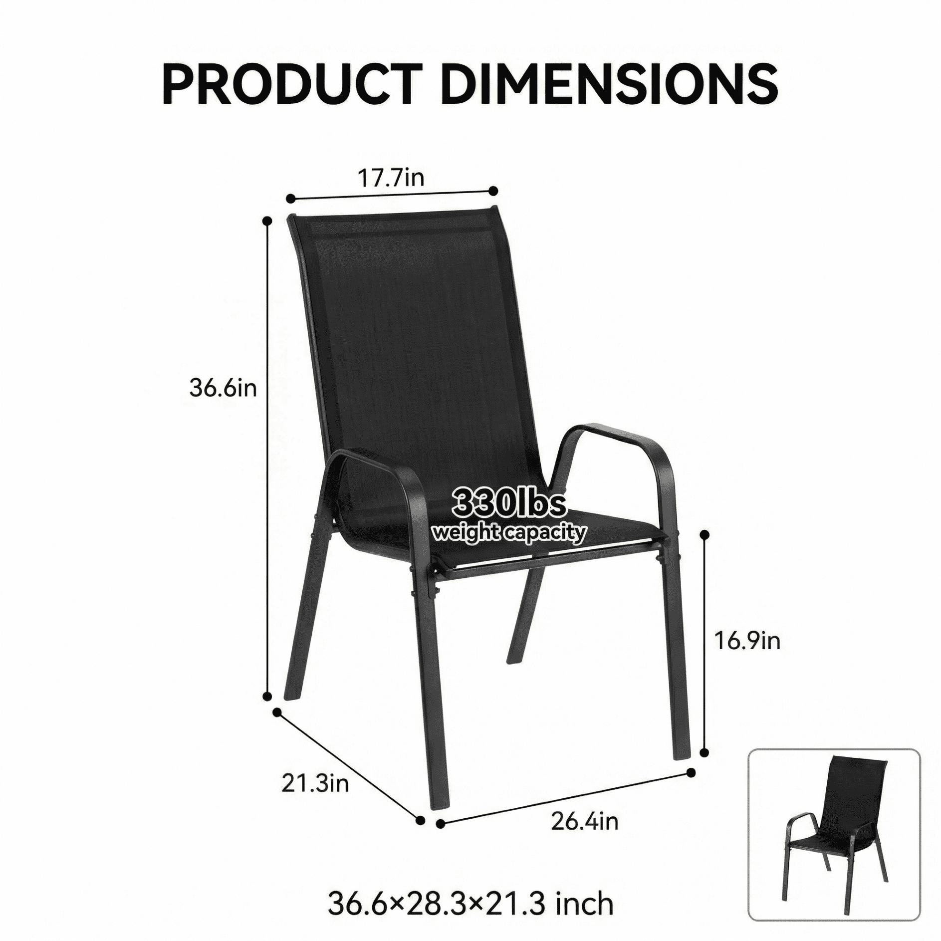 TLSUNNY Outdoor Dining Chairs Set of 4, Stackable Patio Chairs, w/ Armrests, All Weather for Backyard, Deck