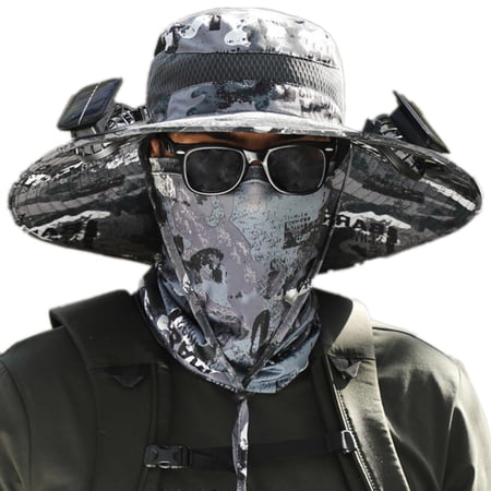 Solar Fan Hat | 2 Removable Fans Wide Brim UPF 50+ Sun Protection Cap USB & Solar Powered Breathable Outdoor Fishing Hat for Men & Women