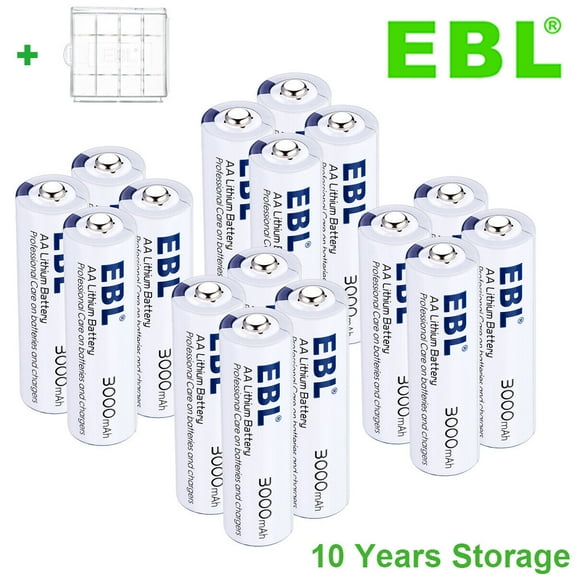 EBL Lithium AA Batteries (16 Pack), Double A Batteries 3000mAh 1.5V with Storage Box