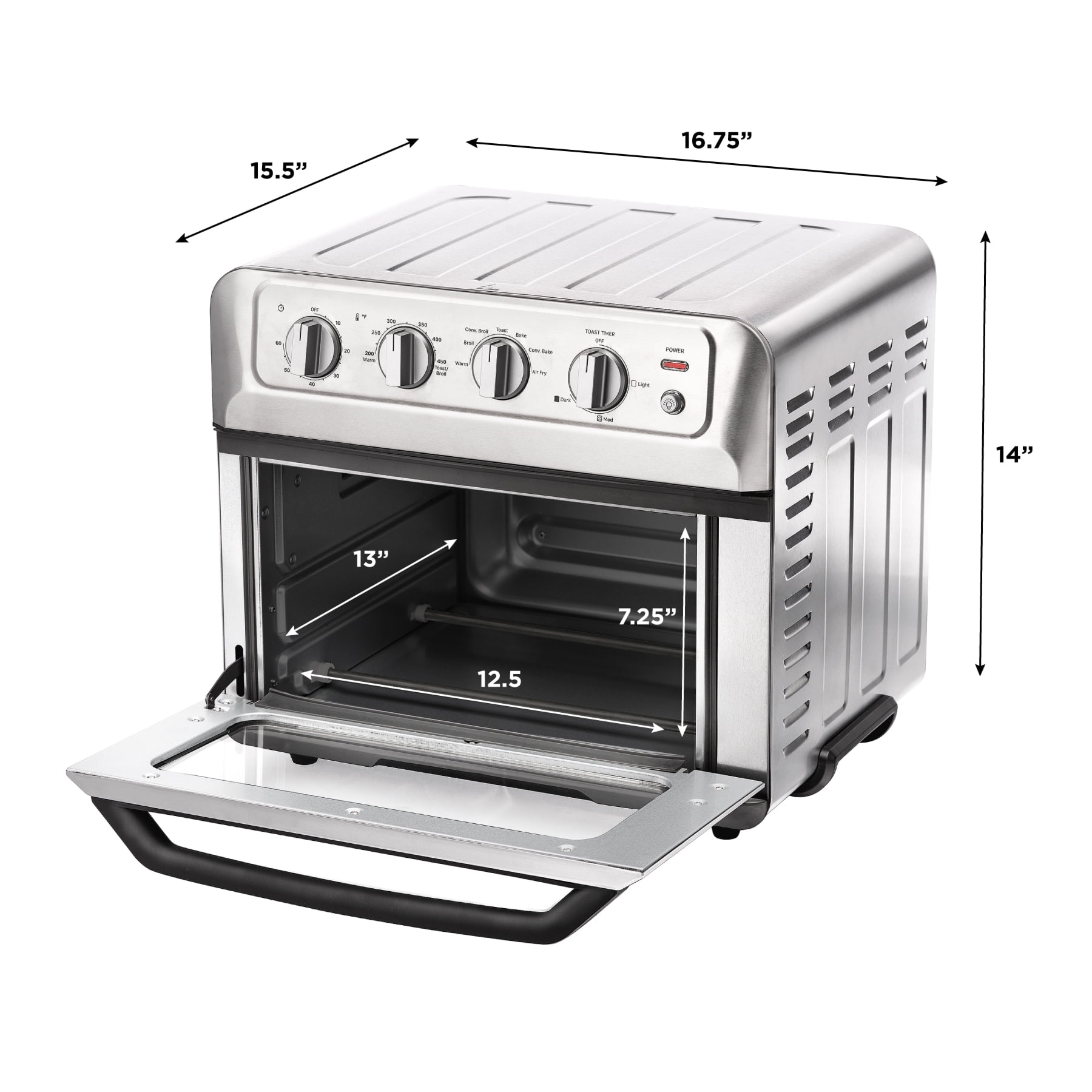 Chefman Toaster Oven, 1800W, 4-Slices of Toast, Black Stainless Steel,  Toast-Air Touch Air Fryer Plus Oven, 21 Qt. RJ50-SS-T-BLACK - The Home Depot