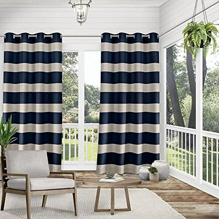 Navy striped deals curtains