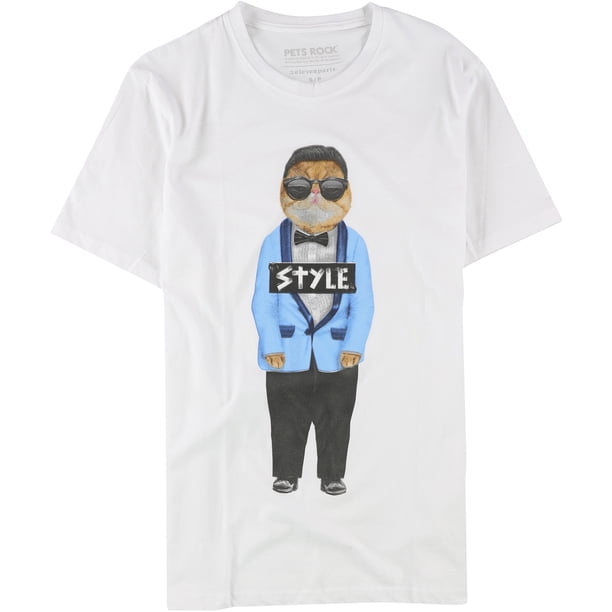 Elevenparis - Camiseta con gráfico de gato de Corea para hombre, color blanco S