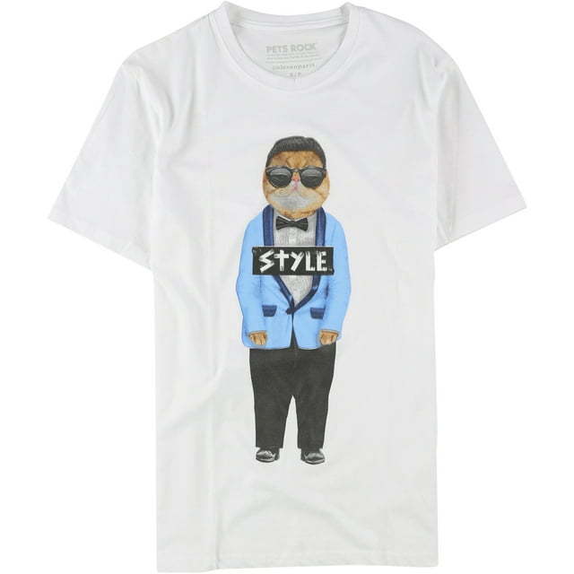 Elevenparis - Camiseta con gráfico de gato de Corea para hombre, color blanco L