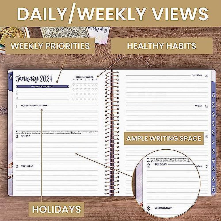 bloom daily planners 2024 (8.5" x 11") Calendar Year Day Planner (January  2024 - December 2024) - Weekly/Monthly Dated Agenda Organizer with Tabs -  Daydream Believer, Lavender - Walmart.com