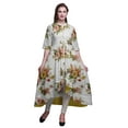 thumbnail image 1 of Bimba Robe Asymétrique Anarkali Kurti Imprimée Ethnique Indienne à Fleurs de Rose Blanche pour Femmes - Xxx-Grand, 1 of 5