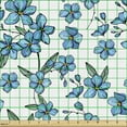 thumbnail image 2 of Ambesonne Floral Fabric by the Yard Upholstery, Ornamental Flowers Leaves, 3 Yards, Blue and White, 2 of 5