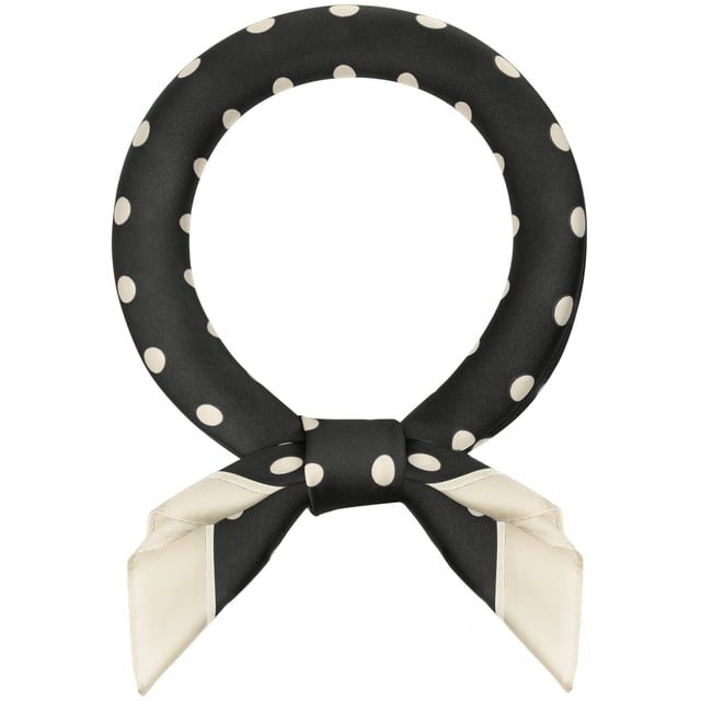 INSPIRAR CHIC Mujeres Pañuelo Vintage de Lunares de los Años 50, Pañuelo Cuadrado de Satén Sedoso Retro de los 50, Bandanas para la Cabeza 70x70cm Negro