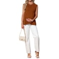 thumbnail image 2 of INSPIRE CHIC Womens Maternity Tank Tops Pleated Peplum Tunic Cap Sleeve Casual Shirt Dressy Sleeveless Pregnancy Blouses S Brown, 2 of 6