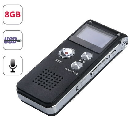 Mini Black Rechargeable 8GB Digital Audio Dictaphone MP3 Player Voice (Best Voice Recorder App Ios)