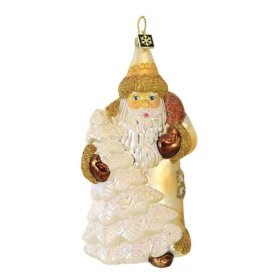 Gabriela Christoff Ornaments 5.75In Winter White Out, Glass, Christmas Ornament Santa 390F