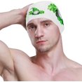 thumbnail image 3 of FYBTO Swimming Cap Green Saint Patrick Day Funny Gnomes Shamrock Unisex Adult FYBTO Polyester, 3 of 4