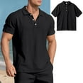 thumbnail image 2 of WTOBBY Men's Linen Short Sleeve Shirt Lightweight and Breathable, Casual Summer Beach Shirt, Solid Color Top for Golf, Vacation, and Relaxed Outdoor Wear,Black 3XL, 2 of 7