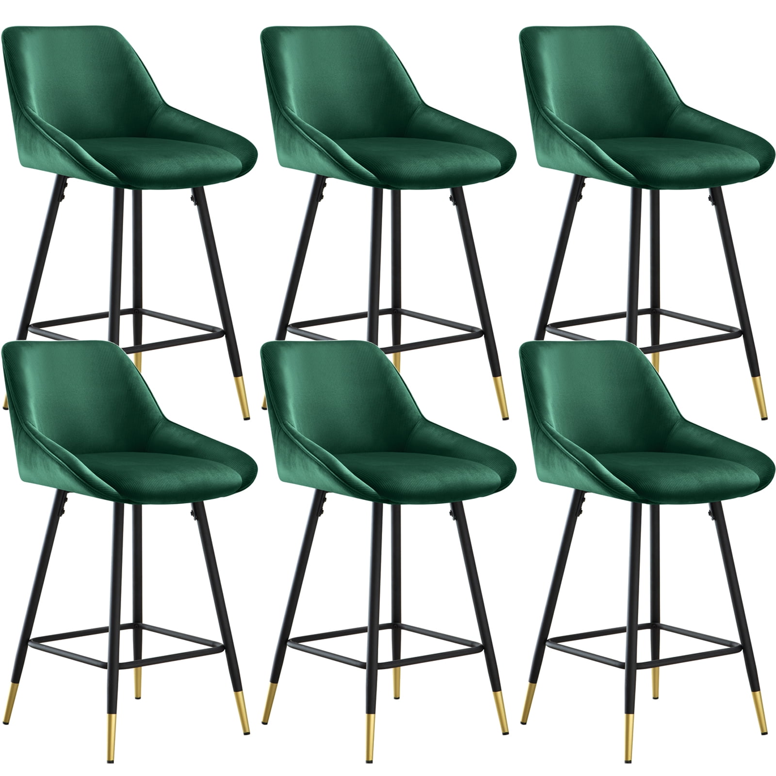 Surmoby Counter Height Bar Stools Set of 6,Velvet Bar Chairs Modern